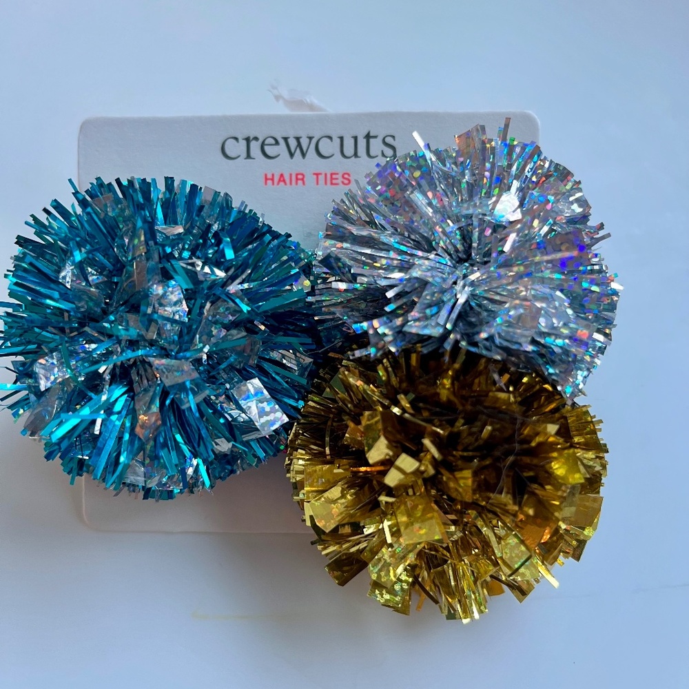 JCrew / CrewCuts Sparkling Pom-Pom hair ties, set of 3